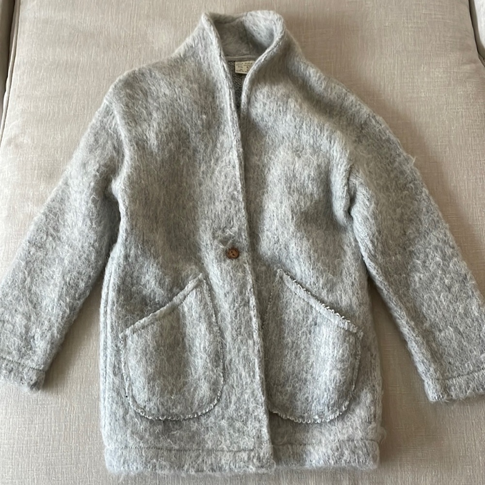 Zara Light Gray Fuzzy Kids Coat